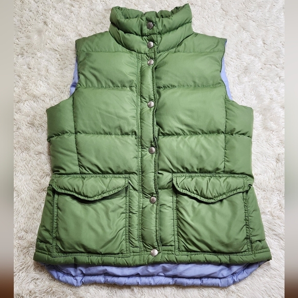 J.Crew Y2K Quilted Down Puffer Vest with Front Flap Pockets Sz Small Olive Green - Picture 4 of 9